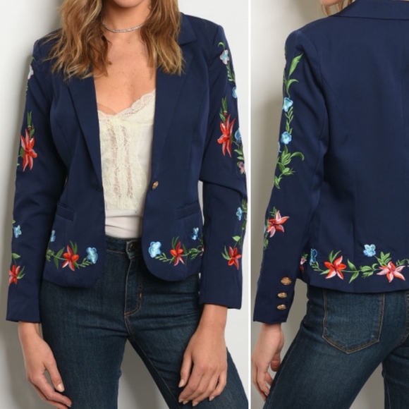 Jackets & Blazers - NAVY FLORAL BLAZER